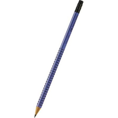 Grafitceruza, B, háromszögletű, radírral, FABER-CASTELL "Grip 2001", kék